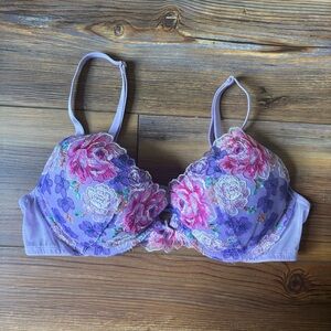 Victoria's Secret Purple and Pink Floral Lace Bra